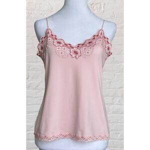 Vintage Y2K Banana Republic Pastel Pink Lace Trim Cami Tank Top Sz L M Fairy
